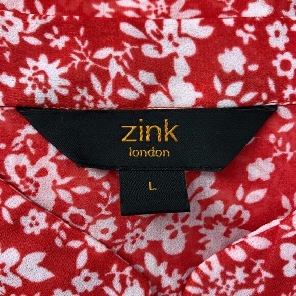 zink London Red Floral Print Tunic Style Top - Picture 6 of 8